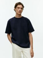 ARKET kleding 0DXJP1009 donkerblauw interlock t-shirt vrouwen - Image 2
