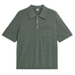 ARKET kleding 0DXJP1033 kaki groen poloshirt met korte mouwen Heren