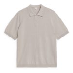 ARKET kleding 0DXJP1045 stoffig beige poloshirt van katoenzijde Heren