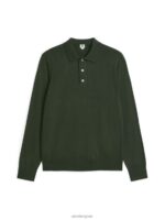 ARKET kleding 0DXJP1047 donkergroen Merino polotrui Heren