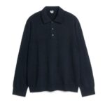 ARKET kleding 0DXJP1049 donkerblauw merinopoloshirt met lange mouwen Heren
