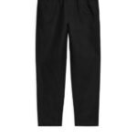 ARKET kleding 0DXJP1053 zwart linnen broek met trekkoord Heren