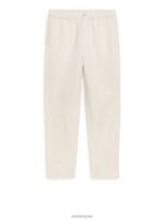 ARKET kleding 0DXJP1054 licht beige linnen broek met trekkoord Heren