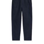ARKET kleding 0DXJP1055 donkerblauw linnen broek met trekkoord Heren