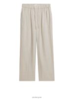 ARKET kleding 0DXJP1057 beige linnen broek met trekkoord Heren