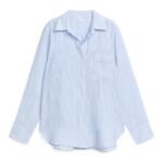 ARKET kleding 0DXJP10 lichtblauw/wit linnen overhemd vrouwen