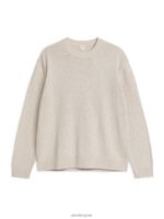 ARKET kleding 0DXJP1177 licht beige linnen zijden trui Heren