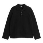 ARKET kleding 0DXJP1178 zwart gebreid poloshirt Heren