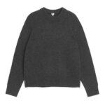 ARKET kleding 0DXJP1186 zwart gemêleerd zware gebreide wollen trui Heren