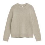 ARKET kleding 0DXJP1191 beige gemêleerd zware gebreide wollen trui Heren