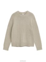 ARKET kleding 0DXJP1191 beige gemêleerd zware gebreide wollen trui Heren