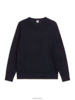 ARKET kleding 0DXJP1195 donkerblauw fijngebreide merino trui Heren - Image 5