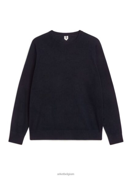 ARKET kleding 0DXJP1195 donkerblauw fijngebreide merino trui Heren
