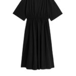 ARKET kleding 0DXJP119 zwart wijde katoenen jurk vrouwen