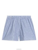 ARKET kleding 0DXJP1228 blauw gestreept Boxershorts van geweven katoen, set van 2 Heren