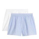 ARKET kleding 0DXJP1229 blauw Wit Boxershorts van geweven katoen, set van 2 Heren
