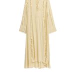 ARKET kleding 0DXJP122 vanille Maxi-jurk met ruches vrouwen