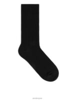 ARKET kleding 0DXJP1241 zwart supima katoenen ribsokken Heren - Image 2