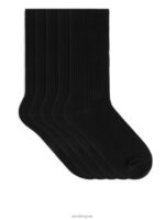 ARKET kleding 0DXJP1248 zwart supima katoenen ribsokken 5 paar Heren - Image 2
