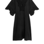 ARKET kleding 0DXJP125 zwart geborduurde midi-jurk vrouwen