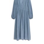 ARKET kleding 0DXJP126 blauw jurk met v-hals vrouwen