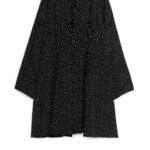 ARKET kleding 0DXJP128 zwart wit A-lijnjurk met ruches vrouwen