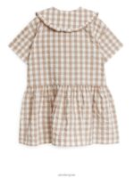 ARKET kleding 0DXJP1369 beige/geruit Seersucker jurk met rucheskraag kinderen - Image 2