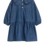 ARKET kleding 0DXJP1373 blauw flanellen jurk met ruches kinderen