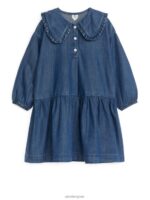 ARKET kleding 0DXJP1373 blauw flanellen jurk met ruches kinderen