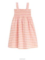 ARKET kleding 0DXJP1376 oranje/geruit gesmokte seersuckerjurk kinderen - Image 2