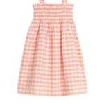 ARKET kleding 0DXJP1376 oranje/geruit gesmokte seersuckerjurk kinderen