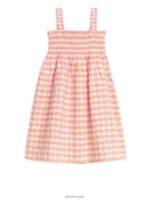 ARKET kleding 0DXJP1376 oranje/geruit gesmokte seersuckerjurk kinderen
