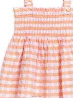 ARKET kleding 0DXJP1376 oranje/geruit gesmokte seersuckerjurk kinderen - Image 3
