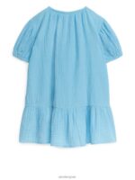 ARKET kleding 0DXJP1379 lichtblauw katoenen mousseline jurk kinderen - Image 2