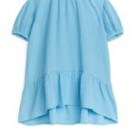 ARKET kleding 0DXJP1379 lichtblauw katoenen mousseline jurk kinderen