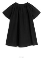 ARKET kleding 0DXJP1380 zwart gewassen brede linnen katoenen jurk kinderen - Image 2