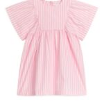 ARKET kleding 0DXJP1381 roze/streep katoenen popeline jurk kinderen