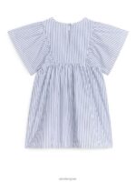 ARKET kleding 0DXJP1382 wit Blauw katoenen popeline jurk kinderen - Image 2