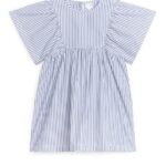 ARKET kleding 0DXJP1382 wit Blauw katoenen popeline jurk kinderen