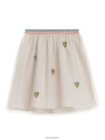 ARKET kleding 0DXJP1391 beige/multi geborduurde tule rok kinderen