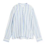 ARKET kleding 0DXJP13 wit Blauw gekreukeld katoenen overhemd vrouwen