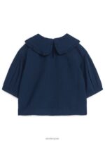 ARKET kleding 0DXJP1431 donkerblauw Kaasdoekblouse met rucheskraag kinderen - Image 2