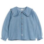 ARKET kleding 0DXJP1438 blauw denimblouse met ruches kinderen