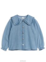 ARKET kleding 0DXJP1438 blauw denimblouse met ruches kinderen
