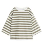 ARKET kleding 0DXJP1442 kakigroen/gebroken wit oversized t-shirt met lange mouwen kinderen