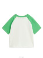 ARKET kleding 0DXJP1443 wit/groen T-shirt met raglanmouwen kinderen - Image 2