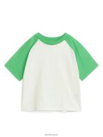 ARKET kleding 0DXJP1443 wit/groen T-shirt met raglanmouwen kinderen