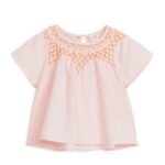 ARKET kleding 0DXJP1447 roze geborduurde linnen blouse kinderen