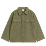 ARKET kleding 0DXJP1475 kaki groen relaxed katoen-linnen overshirt kinderen