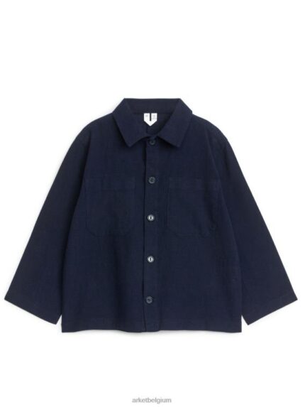ARKET kleding 0DXJP1478 donkerblauw linnen katoenen overshirt kinderen